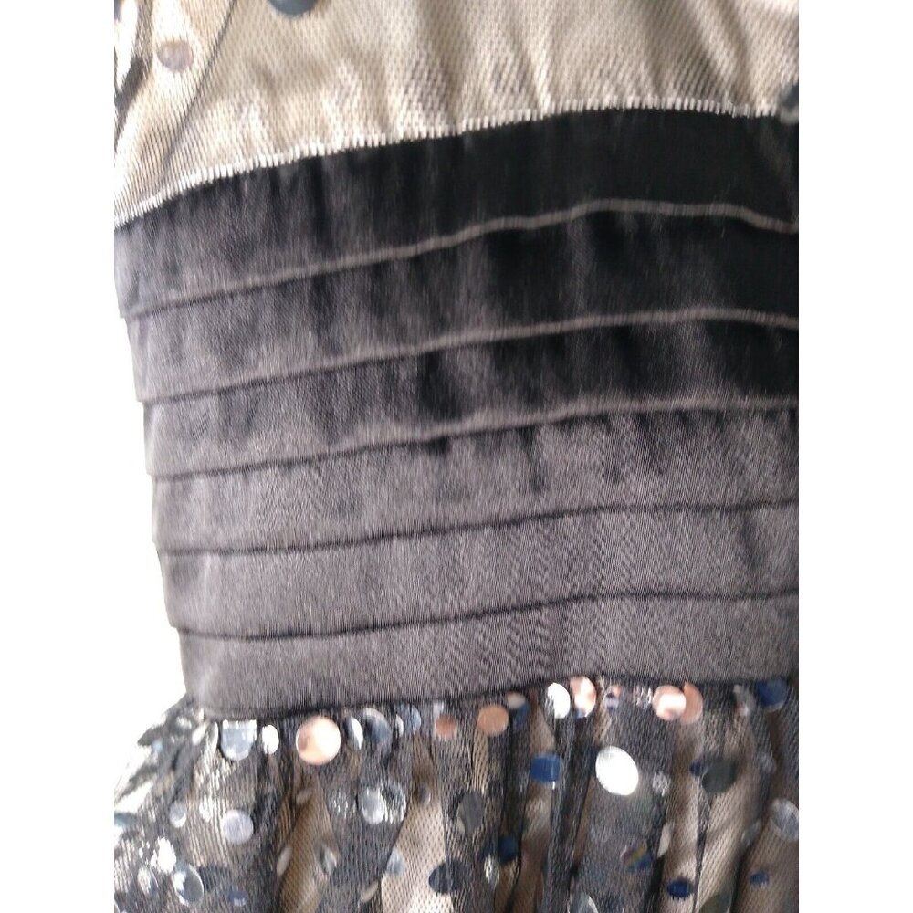 B. Darlin Prom Dress Junior 3/4 Black Silver Mirror Short Sleeveless Semi Formal - Picture 6 of 8